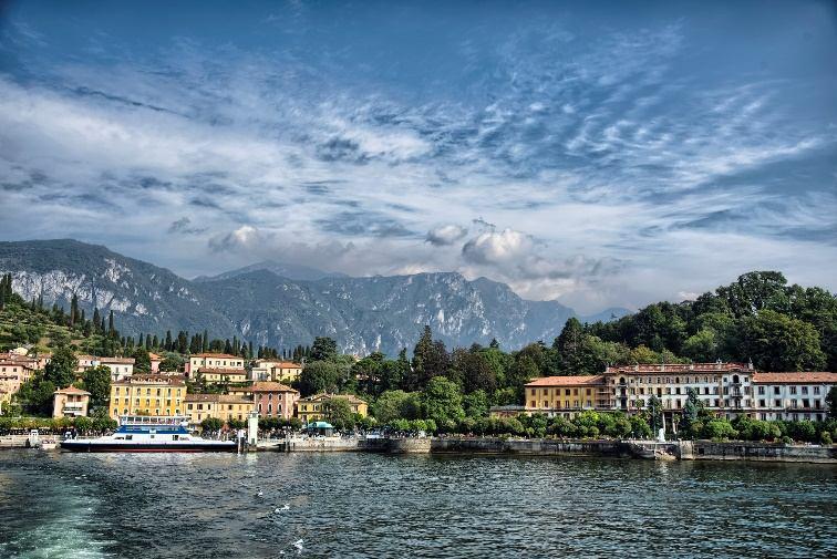 Menaggio, against the mountains, is a lively resort with a lakeside promenade.