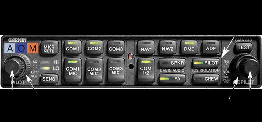1 -- The COM1 MIC button when selected allows transmitting and receiving on the number one communication radio. The COM1 indicator will illuminate at the same time.