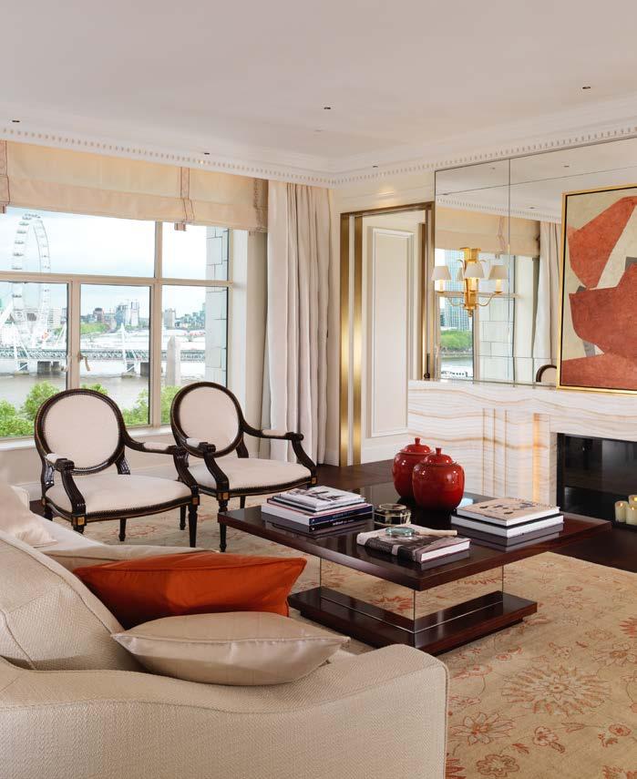 THE SAVOY SUITE The layout of The Savoy Suite exaggerates the unrivalled views of the River Thames and iconic London landmarks, stretching