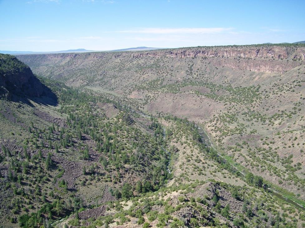 In the Wild Rivers section of Rio Grande del Norte National Monument, the La Junta Overlook gives this view of the confluence of the Red River (left) and the Rio Grande.