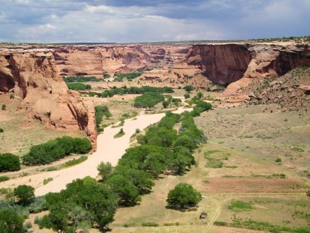 The park service manages several overlooks above the canyon, but the canyon floor is Navajo