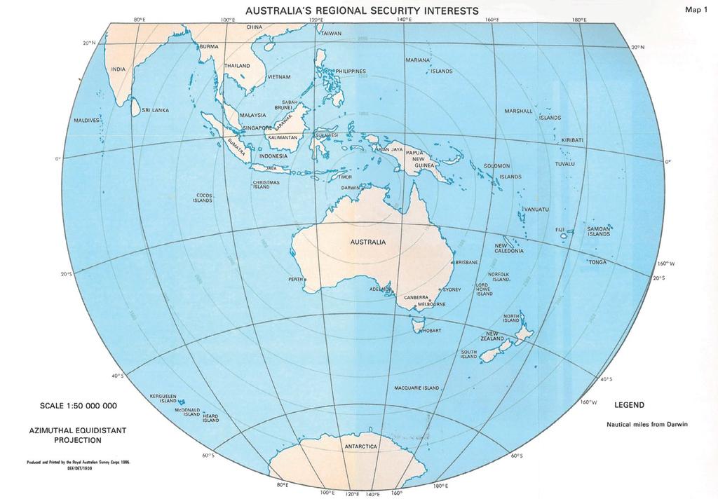 Photographs and Maps Map 1: Australia s regional security interests, Review of Australia s Defence