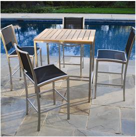 outdoor > furniture > bar table set Bar Table Set 02 Art# 20018-1 bar table + 4 bar chairs - Aluminum frame with