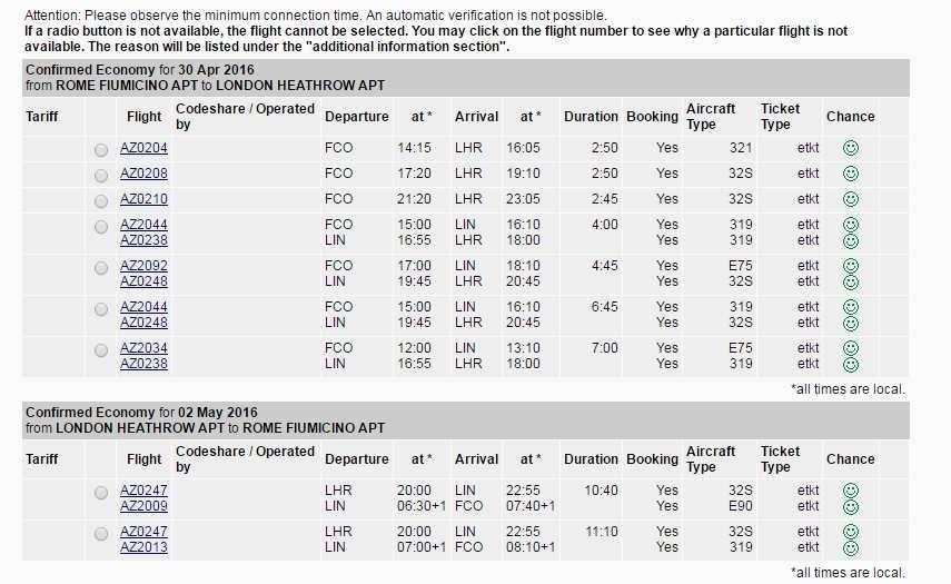 Each flight availability row consists of the following columns: Tariff information indicator Indicates the price level of the first traveler who mostly is the employee himself.