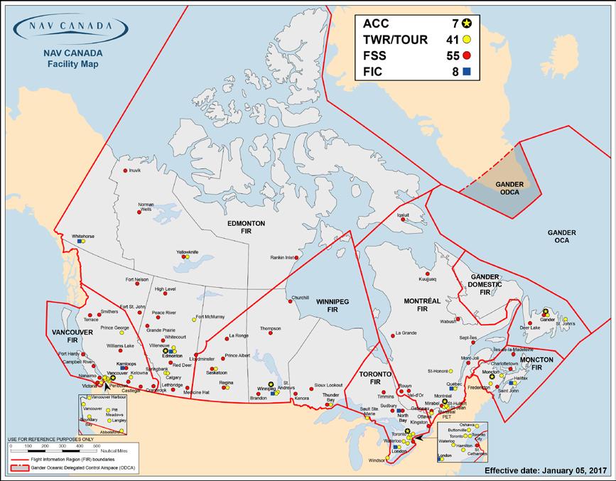 NAV CANADA Facilities Map The following map is current as of the
