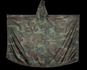 Measures approximately 80 x 90 3405-ACU 3405-WD 3405-MC ACU Camo Woodland Rain Ponchos The poncho can be used as a rain garment or be used to make a shelter.