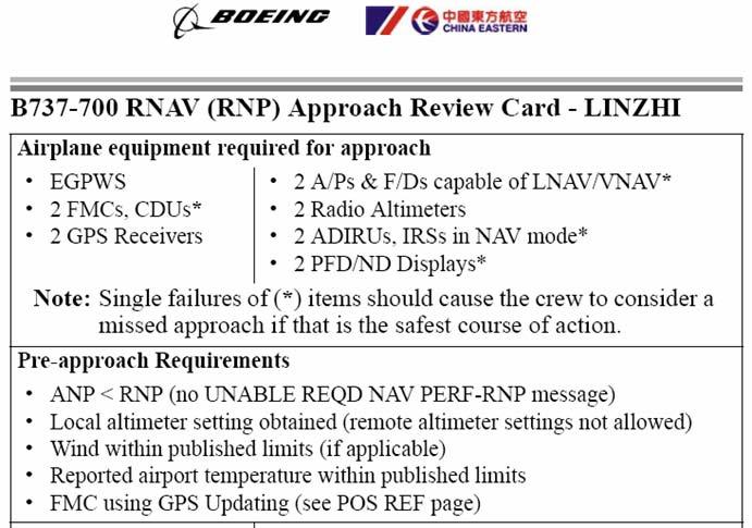 Flight Operations / Operation Specifications Documents the intended flight operations Describes conditions and limitations for RNP AR APCH approval, e.g., Corresponding flight crew procedures