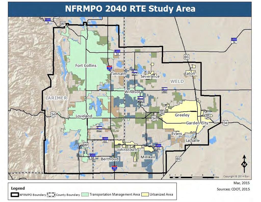 CHAPTER 2: SOCIO-ECONOMIC PROFILE STUDY AREA The study area for this 2040 RTE is the NFRMPO region, also designated by the Colorado Department of Transportation (CDOT) as the North Front Range