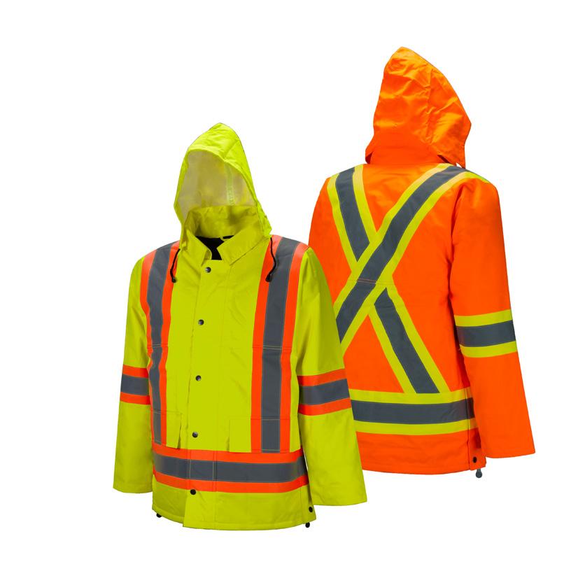 TRUSTED NAME IN PERSONAL PROTECTIVE EQUIPMENT WINTER TRAFFIC PARKA C238XX Orange C2382XX Lime Green 4 contrasting colour tape with 2 reflective silver