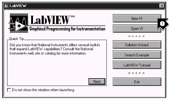 1. Kreirati novu VI selektirajuci New VI u Labview dialog boxu kako se to