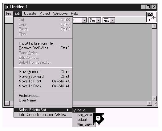 Na novom prednjem panelu, izabrati Edit>>Select Palette Set>>Basic