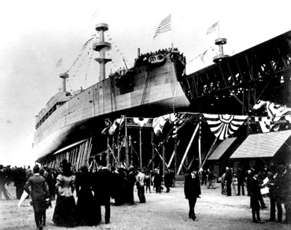 March 24, 1898 was by far the biggest day in the early history of NNS. On that Tuesday, the two battleships were both christened and launched between ten AM and noon before a crowd of 18,000.