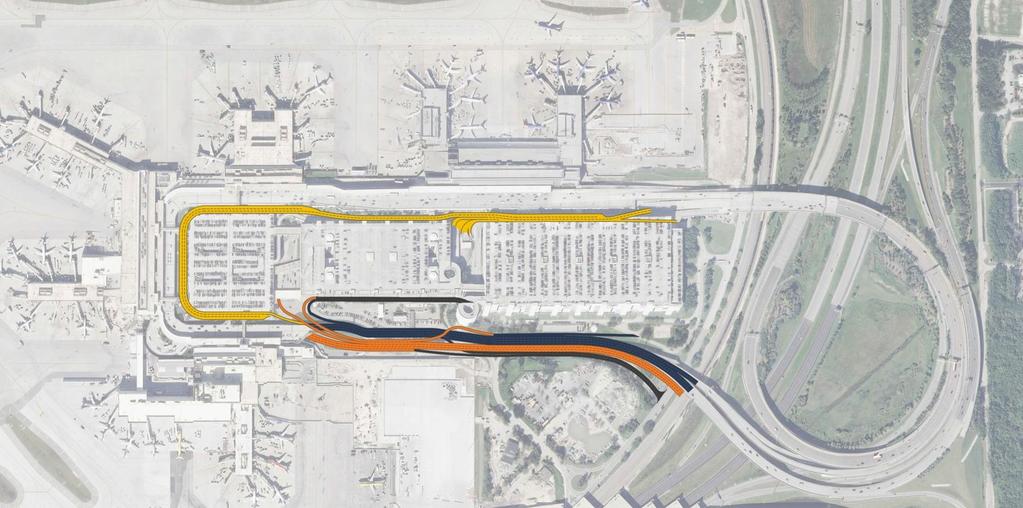 Preliminary Terminal Curbside and Roadway Expansion Alternative On-Airport Improvements Supplemental Curb Potential New Palm Garage and Other Cypress Garage Exit Realigned and