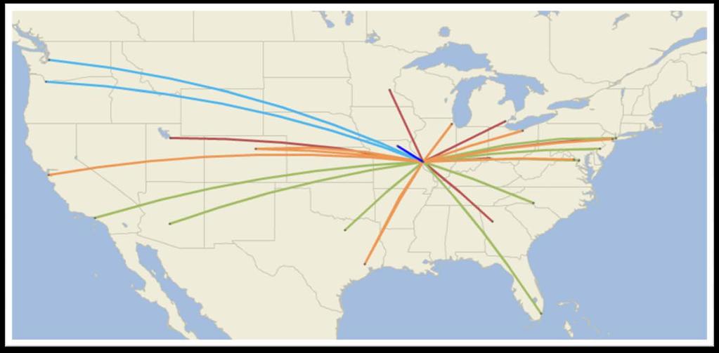 In partnership with Alaska, American, Delta and United, Cape Air s interline capabilities provide Kirksville with seamless onestop travel to 22 cities, and further connections to the world Cities
