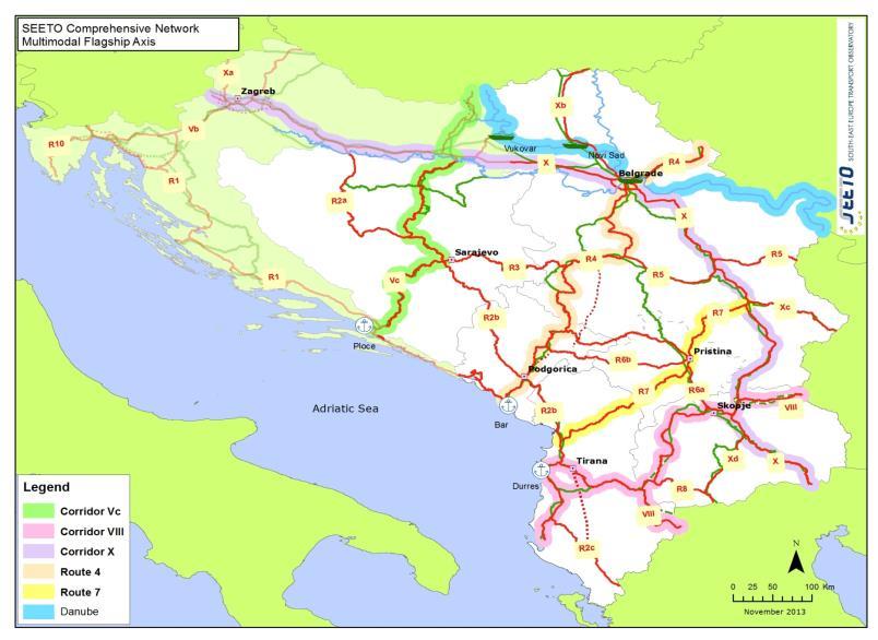 Mediterranean Non-EU COUNTRIES: SEETO FLAG SHIP PROJECTS (under discussion): 1. Pan-European Corridor no. X 2. Corridor Vc (connectivity Port of Ploce and Sava river) 3.