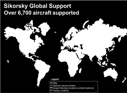 global support regionally through Sikorsky-authorized service centers LEGEND