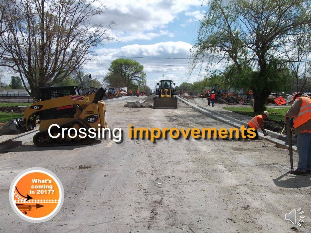 Throughout the corridor, at-grade crossing improvements will be taking place