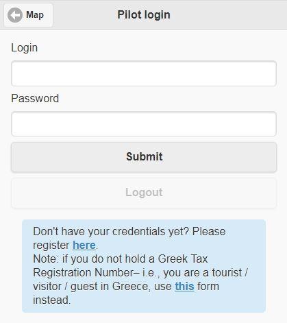 PILOT LOGIN PAGE In order to login click/tap on the Sign in icon