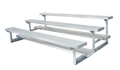 The hardy bleachers use the same sturdy construction as the outdoor models.