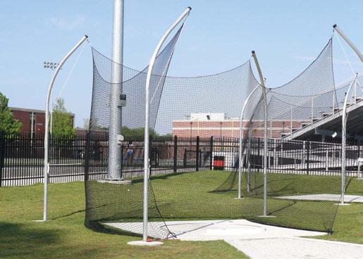 5 DISCUS & SHOT CAGES 8050 10 13 6 9 9 1 2 13 6 SHot cage Poles: (4) 6063-T6 aluminum or A513 steel Net: Weather treated nylon 6 net with 180 lb break strength Net height: 13 6 18 hinged net arms