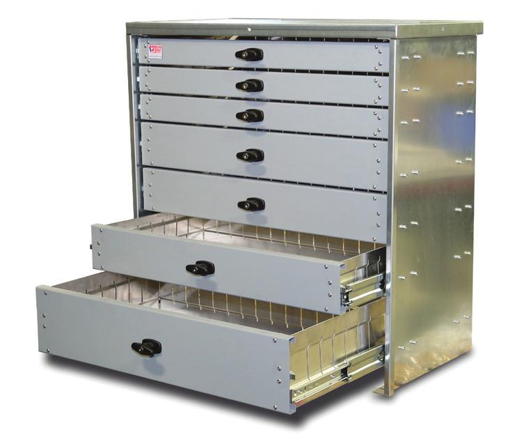 Aluminum Drawers - All drawers are constructed of lightweight aluminum for weight savings and corrosion resistance.
