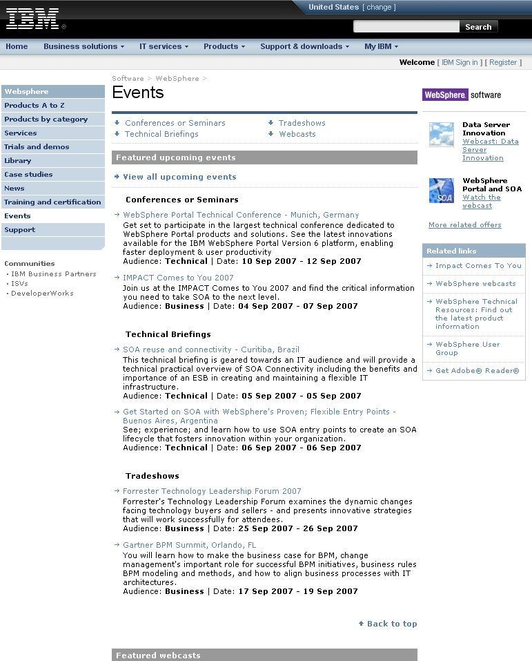 Slika 4.6.13-1 Strana za podršku IBM Websphere sistema 4.7 