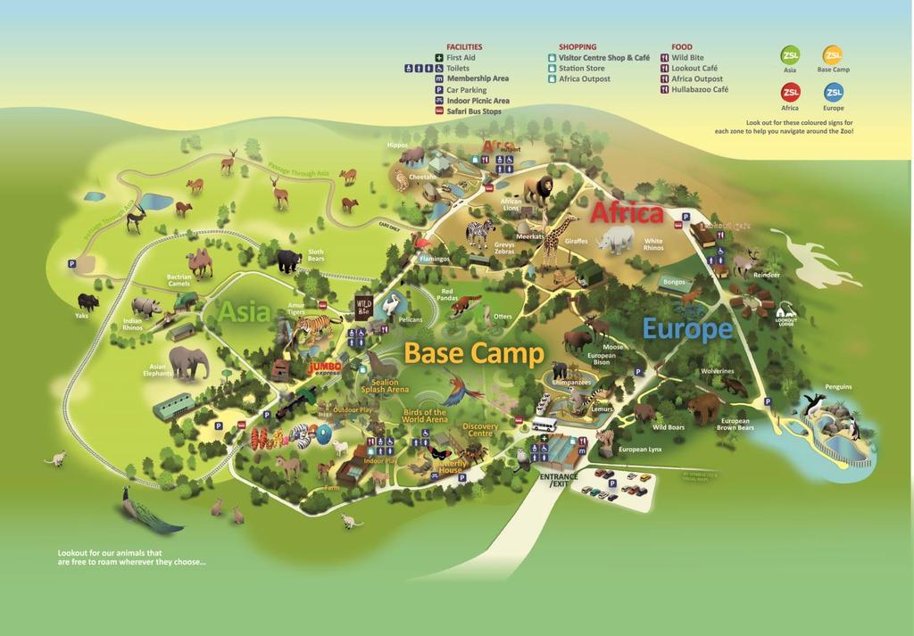 Map of ZSL Whipsnade Zoo Lookout Lodge is situated near