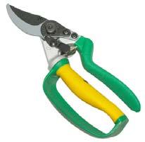 GREENHOUSE - SWISS STYLE PRUNERS 8-1/2" Heavy Duty "Swiss Style" Pruner with Ergo Roll Grip cast aluminum handles high carbon steel blade teflon coated shaped top handle is vinyl dipped (textured)