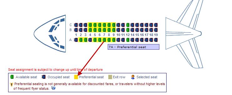 You can select the compare link as many times as desired to see multiple flight offerings side by side. Q. When viewing the seat map, will I be eligible to assign myself in the preferred section?