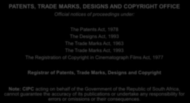 INCLUDING TRADE MARKS, DESIGNS AND COPYRIGHT IN CINEMATOGRAPH FILMS VOL. 46 No.