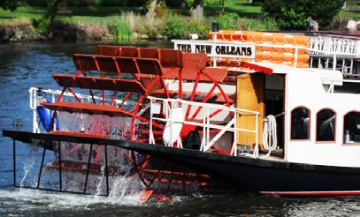 She revives the stylish tradition of a Mississippi sternwheeler with tall twin smoke
