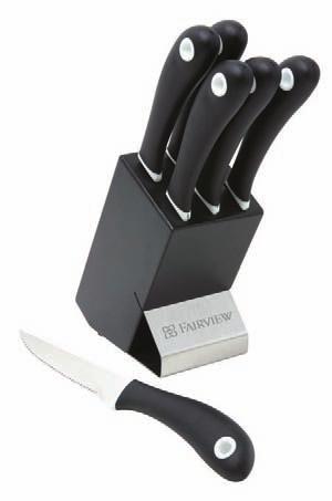 KS20 7 Pc Steak Knife Set This classic design holds six premium Stainless Steel knives with