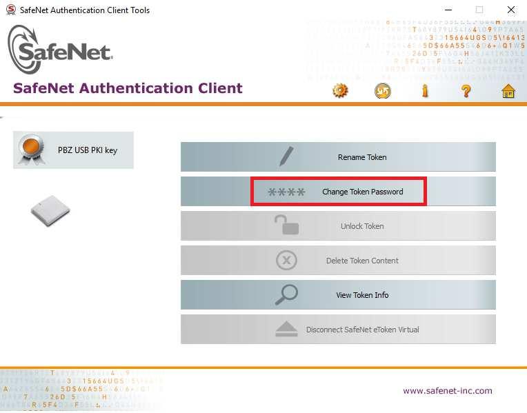 Kliknite desnom tipkom miša na ikonu SafeNet Authentication Client u donjem desnom dijelu ekrana pokraj sistemskog sata te birajte opciju Change Token