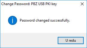 3. U polje Current etoken Password upišite trenutni PIN, a u polje New Token Password i polje Confirm New etoken Password upišite novi PIN (Slika 10). Slika 10 - Ekran za promjenu PIN-a 4.