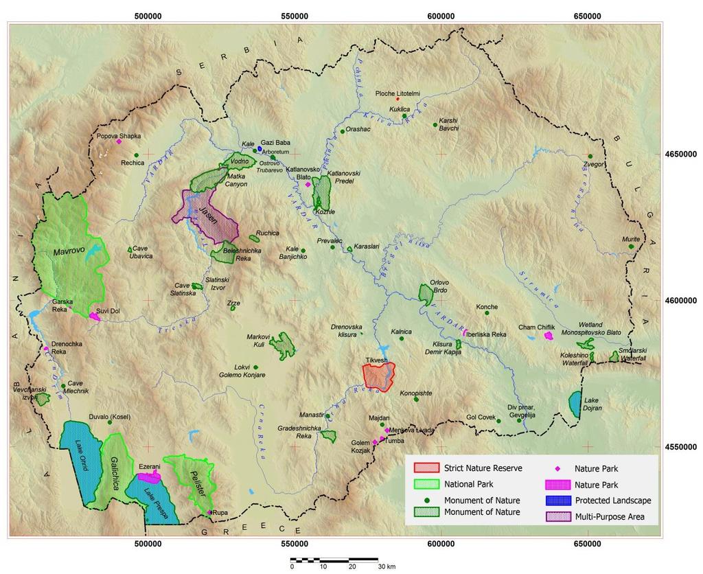 ANNEX 3: Карта на заштитени подрачја во Република Македонија (без поединечни стебла)