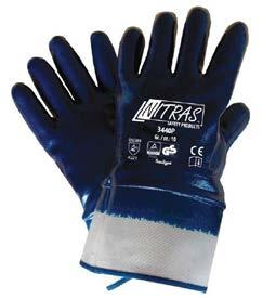 Nitrile Gloves BLUE NITRILE GLOVE 3440P FULLY COATED Hand Protection Premium nitrile gloves, white, bleached, nitrile coating, fully coated, blue, on cotton jersey, canvas cuff,