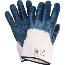 natural white, nitrile coating, fully coated, blue, on cotton jersey, canvas cuff, TÜV/GS-certified Material Coating Standards cotton jersey, natural white nitrile, blue CAT II,