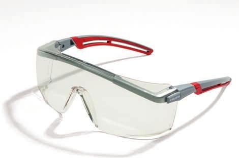 Safety Glasses SAFETY GOGGLES Polycarbonate Fit over all prescription glasses Unrestricted side perception through panoramic lens with 180 field of view Polycarbonate lens with matt roof section to