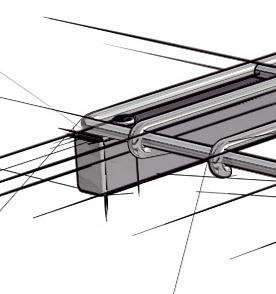 front by a variable attachment system in the form of a rivet, screw and pin etc.