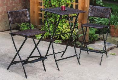 Bar Set Includes: 2 CHAIRS 18"W x 25"D x 41"H TABLE 24" Square x 40.
