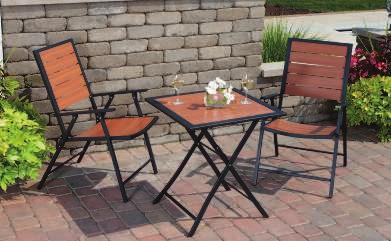 Bistro Set Includes: 2 CHAIRS 22.26"W x 26.4"D x 37.4"H TABLE 25.22" Square x 27.
