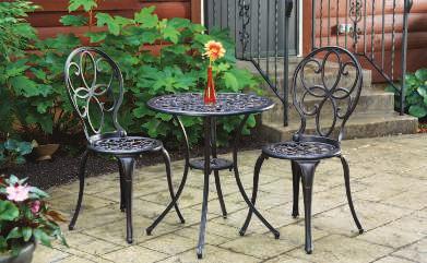 5"H Mosaic Wicker Mosaic Tabletop MOSAIC BISTRO SET The magic of this weather-resistant tabletop is its beautiful rust, cream and brown resin inlay tiles in an 8-point star