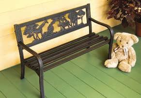 5"H VINE BENCH With ornate ivy in heavy cast iron caressing a powder coated steel frame, this bench