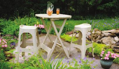 Available in white, desert clay, or sage green. 806595 807096 806684 $49.99 38" Diameter x 28.6"H STACKABLE SIDE TABLE Made of durable all-weather resin.