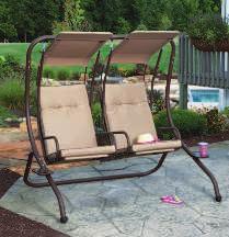 Built with a weather-resistant polyester canopy and steel frame. Supports 200 lb. per seat. 821383 $189.99 67"W x 53.5"D x 67"H D.