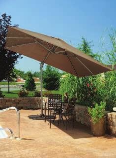 A. 10' ROUND STEEL OFFSET UMBRELLA Powder coated steel frame. 180 gram polyester fabric with air vent. One position. Tan. 8 ribs. 801215 $89.99 (Base sections sold separately.) A B.