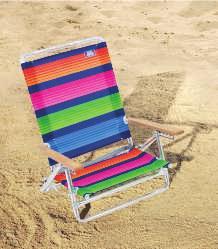 EASY IN - EASY OUT BEACH CHAIR Sits 14" off the ground. Wooden arms are cool to the touch in the scorching sun.