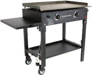 Features quick ignition button, thick rolled steel surface for excellent heat retention, easily removable griddle top, sturdy steel frame, and 2 commercial