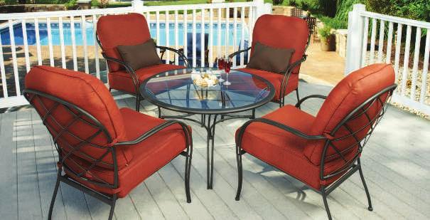 99 BRADFORD CHAT SET Bradford Cushion Fabric Bradford Pillow Fabric Scrolled arms and turned-style posts lend a refined look to your patio décor.