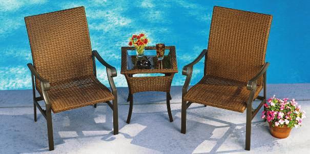 99 NAPLES CHAT SET Naples Wicker High-back seats feature a smooth rocking motion and wide flat arms with downward-curled